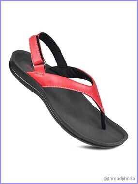 Arch Support Slingback Flats T Strap Thong Sandals for Women